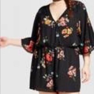 Exhilaration black floral romper